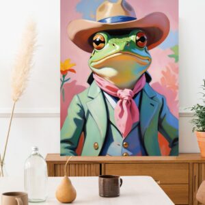 aesthetic room decor,aesthetic wall art,cow girl aesthetic,cow girl boots art,cowgirl frog,cowgirl poster,dancing frog art,disco ball art print,frog aesthetic,frog art print,frog poster,frog print,gifts for teen