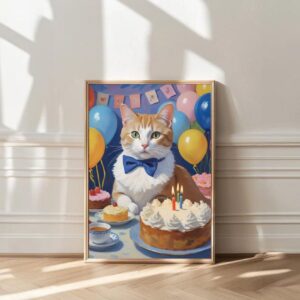 A cat's portrait at his birthday