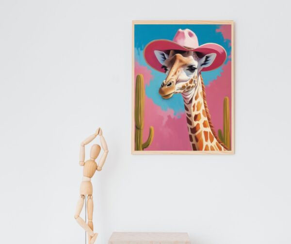 Giraffe Pink Print Design, Animal Wall Art, Nursery Decor, Gallery Wall, Living Room