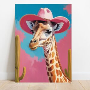 Giraffe Pink Print Design, Animal Wall Art, Nursery Decor, Gallery Wall, Living Room