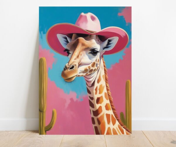 Giraffe Pink Print Design, Animal Wall Art, Nursery Decor, Gallery Wall, Living Room