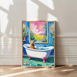 Maximalist Bathroom Wall Art, Trendy Decor, Toilet Decor, alpaca Poster, Dopamine Decor, Pink Kitsch Aesthetic, Preppy Wall Art, Matisse Art