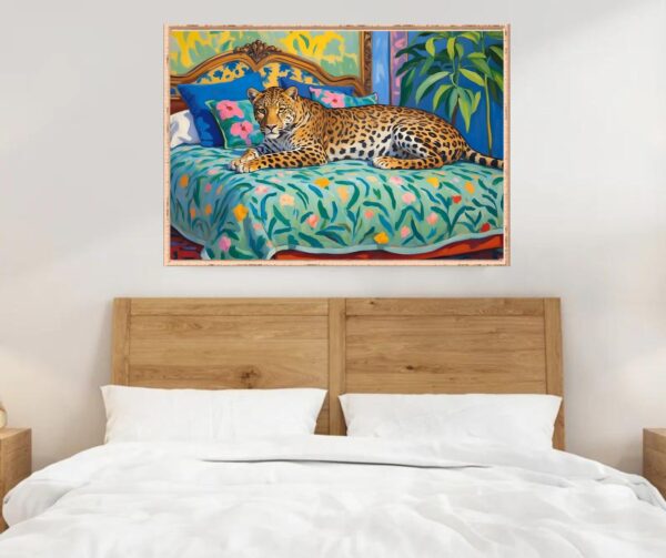 Tiger Horizontal Digital Poster Pink Blue Maximalist Wall Art Trendy 70s Style Dorm Apartment Decor Preppy Dorm Room Print Gift