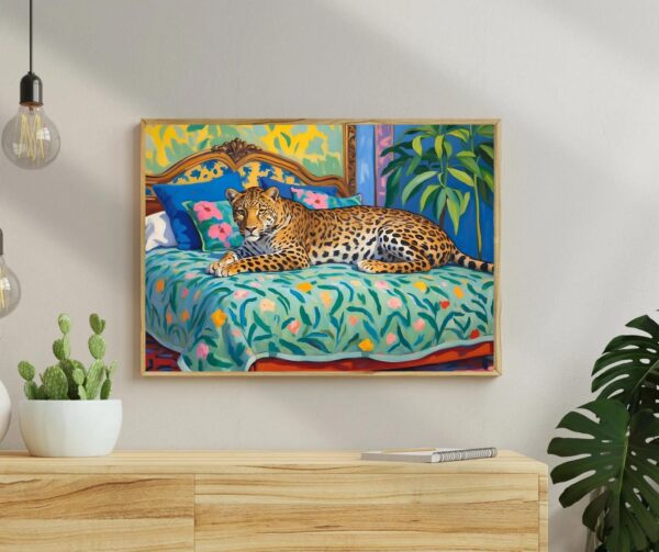 Tiger Horizontal Digital Poster Pink Blue Maximalist Wall Art Trendy 70s Style Dorm Apartment Decor Preppy Dorm Room Print Gift