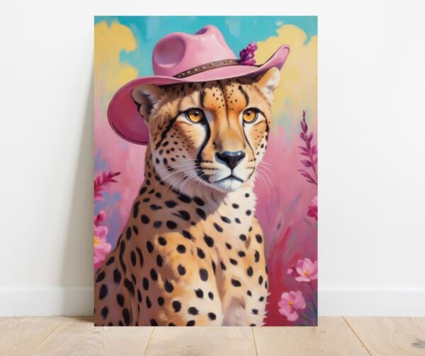 cheetah animal print pink orange preppy wall art preppy dorm room decor aesthetic wall art prints trendy maximalist wall art dopamine decor